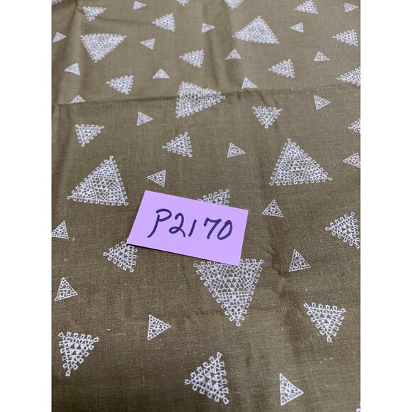Vintage Style Fabric with White Triangle Patterns Cotton Material 1/2 Yard 38" W - Picture 6 of 6